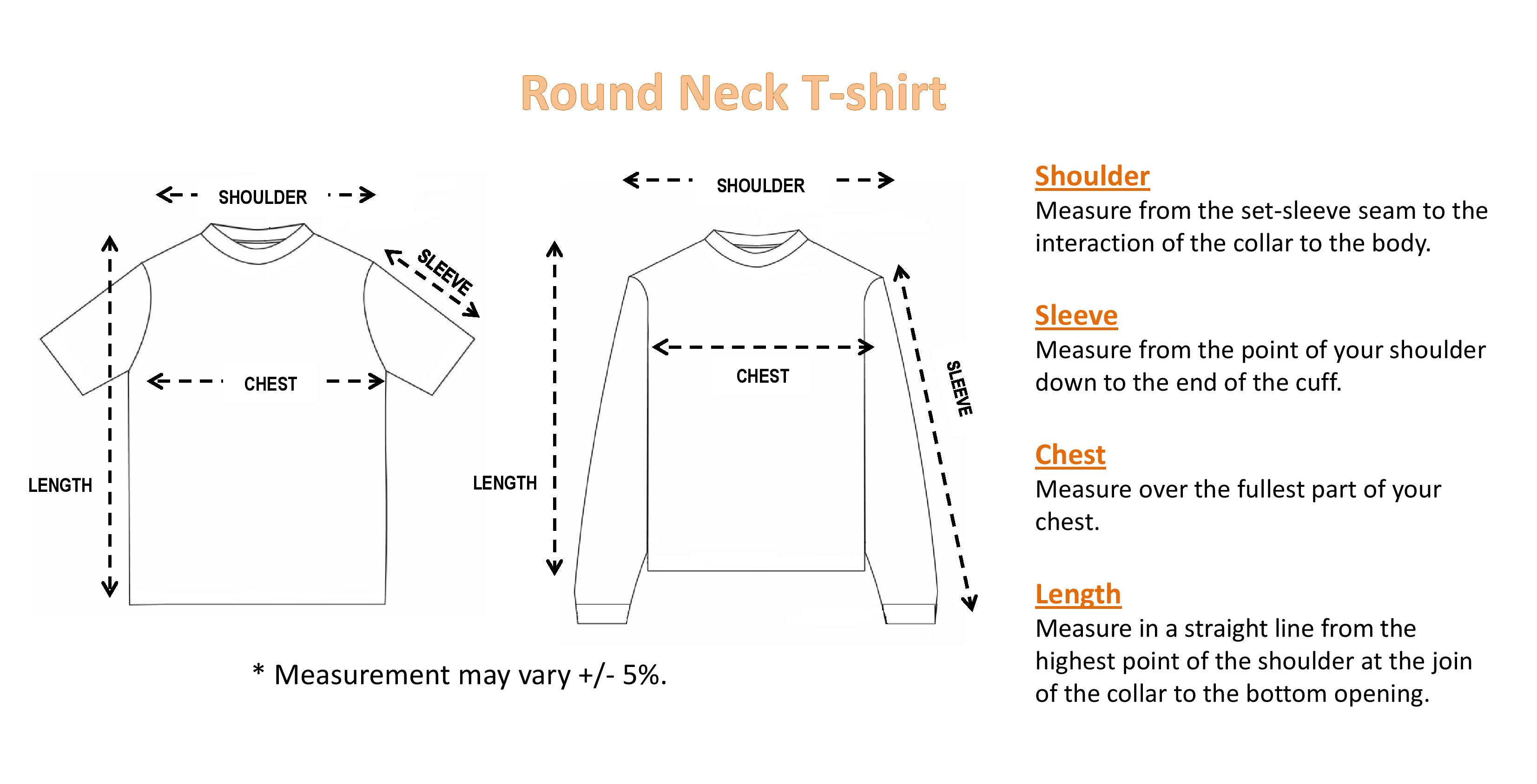Size Guide For T shirt Uniform Malaysia